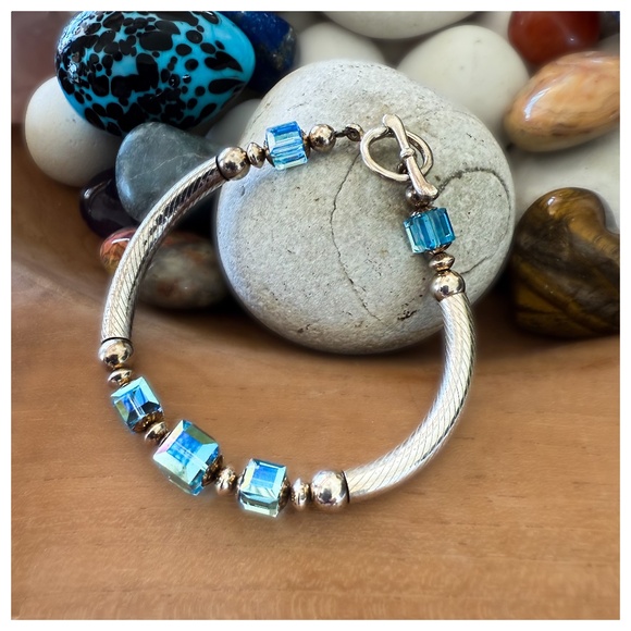 Jewelry - Sterling SIlver and Blue Crystal Bracelet